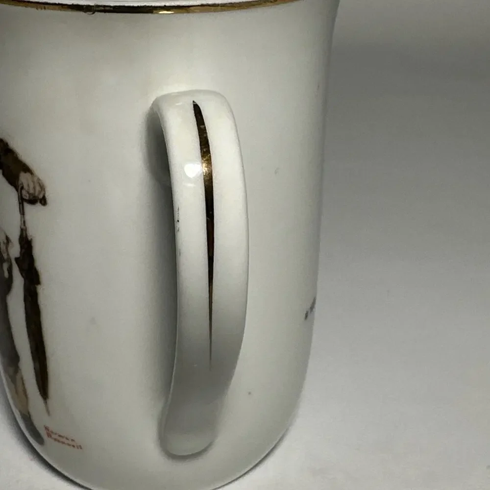 Norman Rockwell Collectible Mugs Set of 5 22K Gold Trim Vintage 1980s EUC